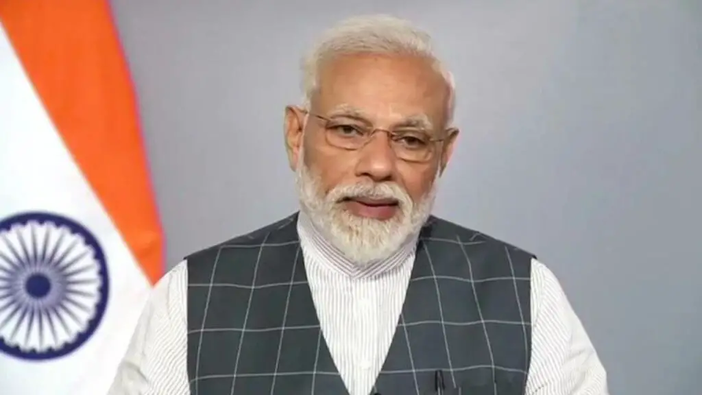 Image of Prime Minister Modi addressing the nation about the mission