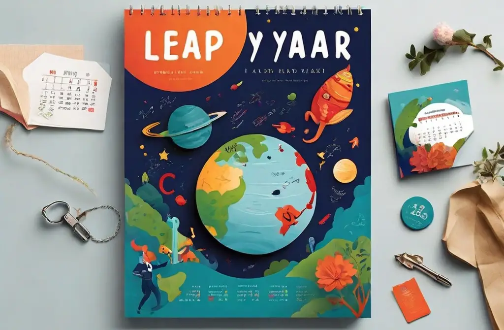 Showcase the key facts about leap year, like the Earth's orbit, number of leap days, and their impact on the calendar. Choose a vibrant and engaging design to grab attention.